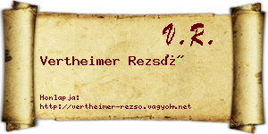 Vertheimer Rezső névjegykártya